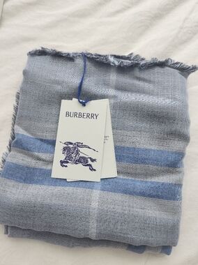Burberry Light Blue Striped Scarf